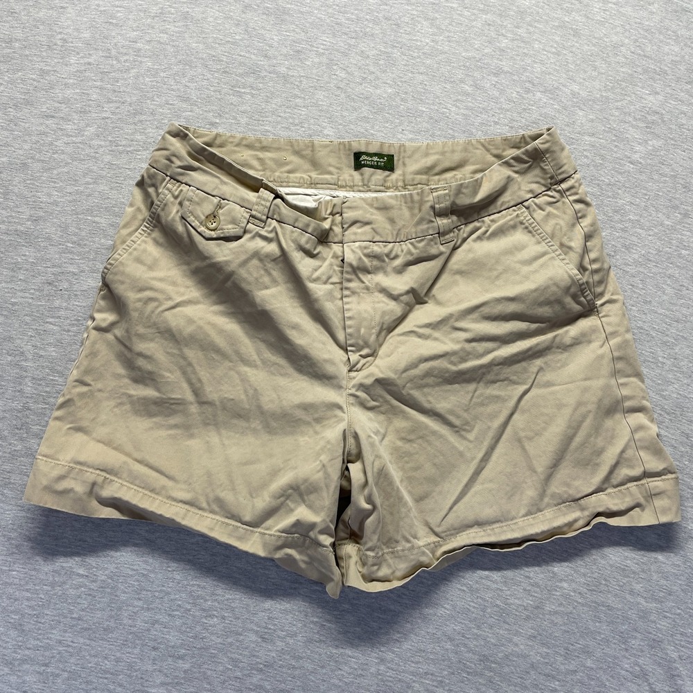 Eddie Bauer Mercer Fit Chino Shorts Women 16 Beige Cotton Slash Pockets Workwear
